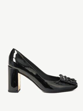 Louis Vuitton Black Patent Leather Embellished-Buckle Pumps